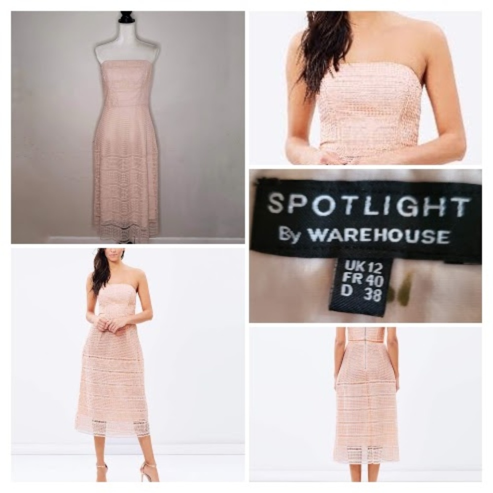 SPOTLIGHT, By WAREHOUSE Light Pink GEO Lace Dress